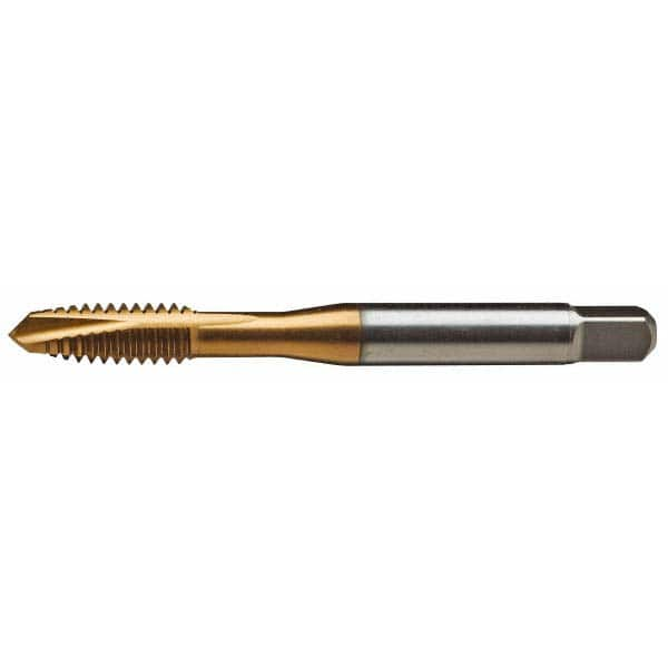 GTD - 1/4-28 UNF 3B 3 Flute TiN Finish Vanadium High Speed Steel Spiral Point Tap - Exact Industrial Supply