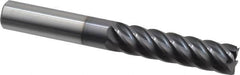 Accupro - 1/2", 2" LOC, 1/2" Shank Diam, 4" OAL, 6 Flute, Solid Carbide Square End Mill - Single End, AlTiN Finish, Spiral Flute, 40° Helix, Centercutting, Right Hand Cut, Right Hand Flute - Caliber Tooling