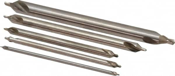 Keo - 5 Piece, #1 to 5, Plain Edge, High Speed Steel Combo Drill & Countersink Set - 60° Incl Angle - Caliber Tooling