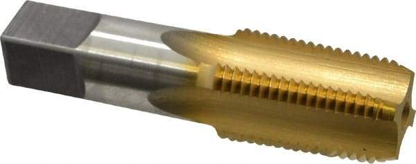 Hertel - 1/2-14 NPT Thread, 4 Flute Standard Pipe Tap - 3-1/8" OAL, TiN Finish, High Speed Steel - Exact Industrial Supply