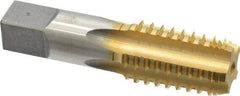 Hertel - 1/2-14 NPT, 5 Flutes, TiN Coated, High Speed Steel, Interrupted Thread Pipe Tap - Regular Hook - Caliber Tooling