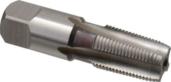 Hertel - 3/8-19" BSPT, 4 Flutes, Bottoming Chamfer, Bright Finish, High Speed Steel British Standard Pipe Tap - 1-1/16" Thread Length, 2-9/16" Overall Length - Exact Industrial Supply