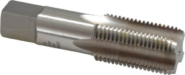 Hertel - 1/2-14" BSPRP, 4 Flutes, Bottoming Chamfer, Bright Finish, High Speed Steel British Standard Pipe Tap - 1-3/8" Thread Length, 3-1/8" Overall Length - Exact Industrial Supply