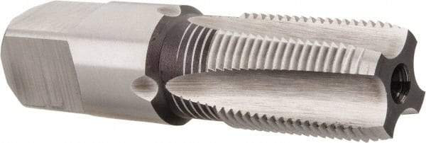 Hertel - 3/8-19" BSPRP, 4 Flutes, Plug Chamfer, Bright Finish, High Speed Steel British Standard Pipe Tap - 1-1/16" Thread Length, 2-9/16" Overall Length - Exact Industrial Supply