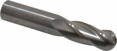 Hertel - 7/16" Diam, 7/8" LOC, 4 Flute Solid Carbide Ball End Mill - Uncoated, Single End, 2-1/2" OAL, 7/16" Shank Diam - Caliber Tooling