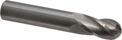 Hertel - 1/2" Diam, 1" LOC, 4 Flute Solid Carbide Ball End Mill - Uncoated, Single End, 3" OAL, 1/2" Shank Diam - Caliber Tooling