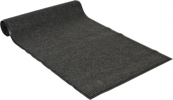 PRO-SAFE - 10 Ft. Long x 3 Ft. Wide, Poly Blended Carpet Surface, Ribbed Entrance Matting - 5/16 Inch Thick, Indoor, Medium Traffic, Vinyl, Gray - Caliber Tooling