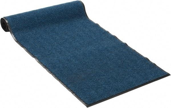 PRO-SAFE - 10 Ft. Long x 3 Ft. Wide, Poly Blended Carpet Surface, Chevron Ribbed Entrance Matting - 5/16 Inch Thick, Indoor, Medium Traffic, Vinyl, Blue, 4 Edged Side - Caliber Tooling