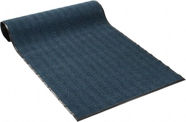 PRO-SAFE - 8 Ft. Long x 4 Ft. Wide, Poly Blended Carpet Surface, Chevron Ribbed Entrance Matting - 5/16 Inch Thick, Indoor, Medium Traffic, Vinyl, Blue, 4 Edged Side - Caliber Tooling