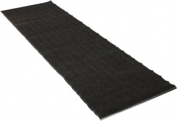 PRO-SAFE - 10 Ft. Long x 3 Ft. Wide, Poly Blended Carpet Surface, Chevron Ribbed Entrance Matting - 5/16 Inch Thick, Indoor, Medium Traffic, Vinyl, Charcoal, 4 Edged Side - Caliber Tooling