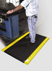 PRO-SAFE - 20' Long x 4' Wide, Dry Environment, Anti-Fatigue Matting - Black with Yellow Borders, Urethane with Vinyl Sponge Base, Beveled on 4 Sides - Caliber Tooling