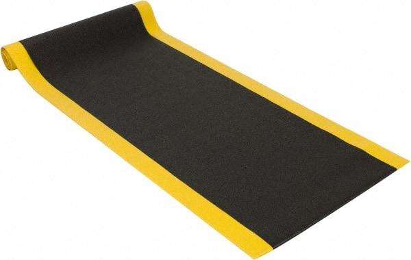 PRO-SAFE - 12' Long x 3' Wide, Dry Environment, Anti-Fatigue Matting - Black with Yellow Borders, Urethane with Vinyl Sponge Base, Beveled on 4 Sides - Caliber Tooling