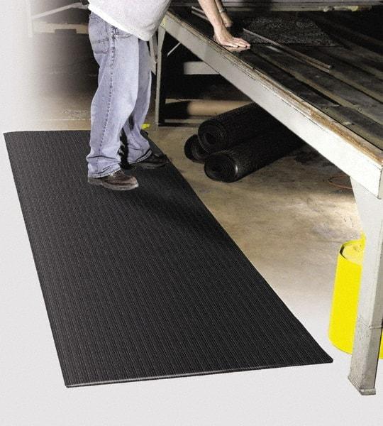 PRO-SAFE - 60' Long x 6' Wide, Dry Environment, Anti-Fatigue Matting - Black, Vinyl with Vinyl Sponge Base, Beveled on 4 Sides - Caliber Tooling