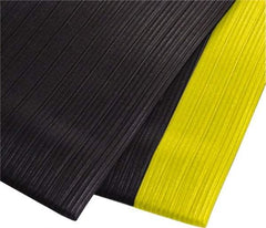 PRO-SAFE - 60' Long x 3' Wide, Dry Environment, Anti-Fatigue Matting - Black with Yellow Borders, Vinyl with Vinyl Sponge Base, Beveled on 4 Sides - Caliber Tooling