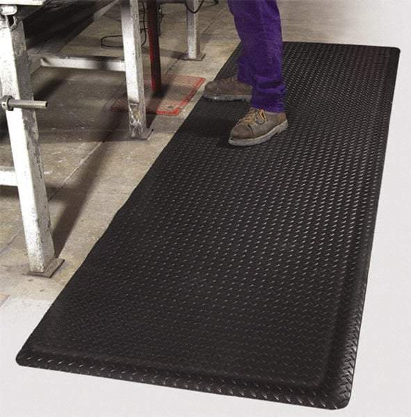 PRO-SAFE - 75' Long x 2' Wide, Dry Environment, Anti-Fatigue Matting - Black, Vinyl with Vinyl Sponge Base, Beveled on 4 Sides - Caliber Tooling