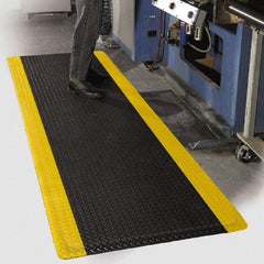 PRO-SAFE - 12' Long x 3' Wide, Dry Environment, Anti-Fatigue Matting - Black with Yellow Borders, Vinyl with Vinyl Sponge Base, Beveled on 4 Sides - Caliber Tooling