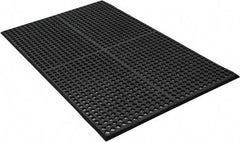 PRO-SAFE - 5' Long x 3' Wide, Dry/Wet Environment, Anti-Fatigue Matting - Black, SBR Rubber with Rubber Base, Beveled on 4 Sides - Caliber Tooling