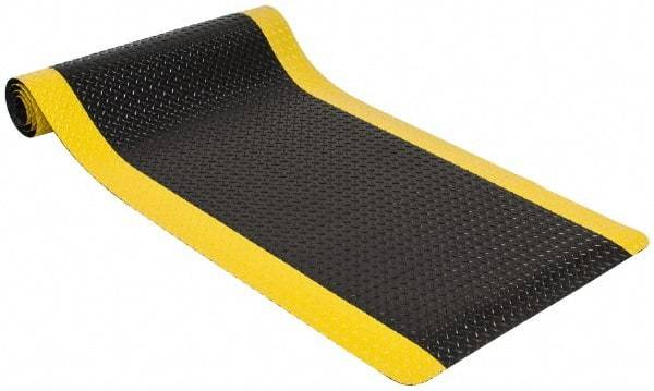 PRO-SAFE - 10' Long x 3' Wide, Dry Environment, Anti-Fatigue Matting - Black with Yellow Borders, Vinyl with Vinyl Sponge Base, Beveled on 4 Sides - Caliber Tooling