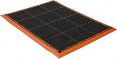 PRO-SAFE - 3' Wide, Dry/Wet Environment, Anti-Fatigue Matting - Black with Orange Borders, Natural Rubber with Rubber Base, Beveled on 4 Sides - Caliber Tooling