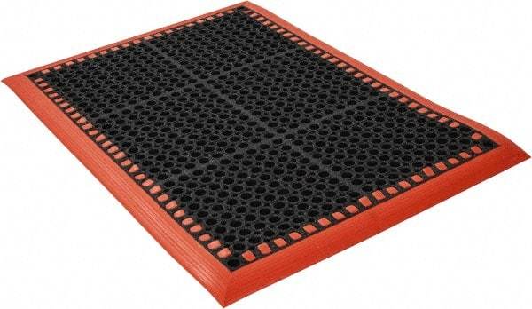 PRO-SAFE - Dry/Wet Environment, Anti-Fatigue Matting - Black with Orange Borders, Natural Rubber with Rubber Base, Beveled on 4 Sides - Caliber Tooling