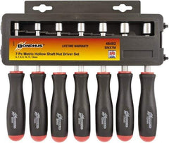 Bondhus - 7 Piece 6 to 12mm Nutdriver Set - Hollow Shaft, Ergonomic Handle - Caliber Tooling