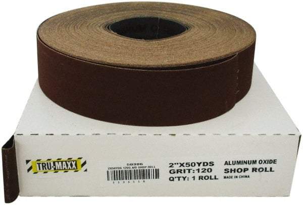 Tru-Maxx - 2" x 50 Yd 280 Grit Aluminum Oxide Cloth Roll - Very Fine Grade, J Weighted Backing - Caliber Tooling