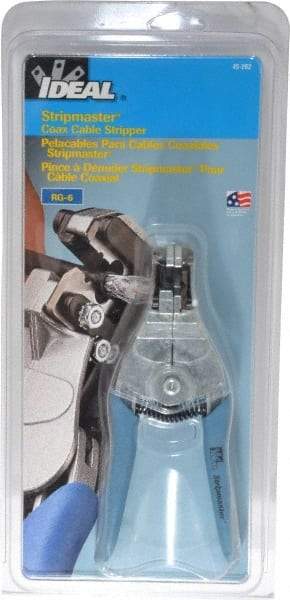 Ideal - RG-6 Max Capacity Automatic Wire Stripper - 7" OAL, Plastic Cushion Handle - Caliber Tooling