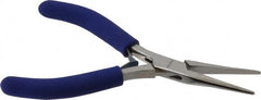 Aven - 5" OAL, 1-7/16" Jaw Length x 23/64" Jaw Width, Long Nose Chain Nose Pliers - Smooth Jaw, Standard Head, ESD Cushion Handles, with Spring - Caliber Tooling