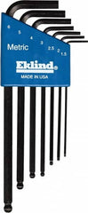 Eklind - 7 Piece L-Key Ball End Hex Key Set - Exact Industrial Supply