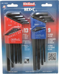 Eklind - 22 Piece L-Key Hex Key Set - Exact Industrial Supply