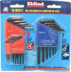 Eklind - 18 Piece L-Key Hex Key Set - Hex Range 0.05 to 1/4" - Caliber Tooling