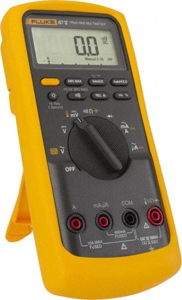 Fluke - 87-5, CAT IV, CAT III, 1,000 VAC/VDC, Digital True RMS Auto Ranging Manual Ranging Multimeter - 50 mOhm, Measures Voltage, Capacitance, Current, Frequency, Resistance, Temperature - Caliber Tooling