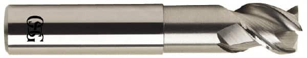 OSG - 5/8", 5/8" LOC, 5/8" Shank Diam, 3-1/2" OAL, 3 Flute, Solid Carbide Square End Mill - Single End, Uncoated, Spiral Flute, 45° Helix, Right Hand Cut, Right Hand Flute, Series 2043 - Caliber Tooling