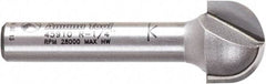 Amana Tool - 1/2" Cut Diam, 3/8" Length of Cut, 2 Flute Core Box Edge Profile Router Bit - Carbide-Tipped, 1/4" Shank Diam, 1-1/2" OAL, Uncoated - Caliber Tooling