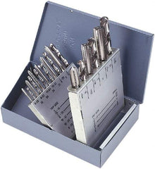 Cle-Line - M2.5x0.45 to M6x1.00, Die and Drill Set - Round Die, 18 Piece Set - Exact Industrial Supply