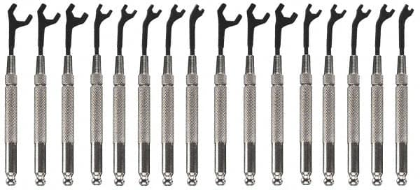 Moody Tools - 16 Piece, 5/64" to 5/16" (2.5mm to 7mm), Open End Wrench Set - Inch/Metric Measurement Standard, Black Oxide Finish, Comes in Canvas Roll - Caliber Tooling