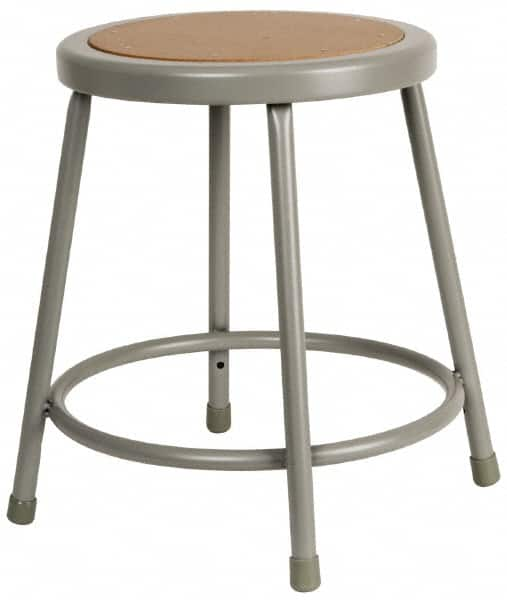 NPS - 18 Inch High, Stationary Fixed Height Stool - 14 Inch Deep x 14 Inch Wide, Hardboard Seat, Gray and Brown - Caliber Tooling