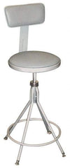 NPS - 16.8" Wide x 16.8" Deep x 24 to 28" High, Fixed Base, Adjustable Height Swivel Stool - Vinyl Seat, Gray - Caliber Tooling