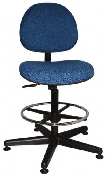 Bevco - Swivel Stool - 18" Wide x 18" Deep, Woven Fabric Seat, Blue - Caliber Tooling