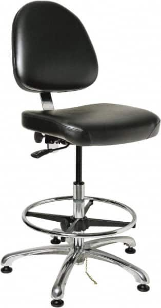 Bevco - ESD Swivel Stool with Back Rest - 20" Wide x 18" Deep, Vinyl Seat, Black - Caliber Tooling