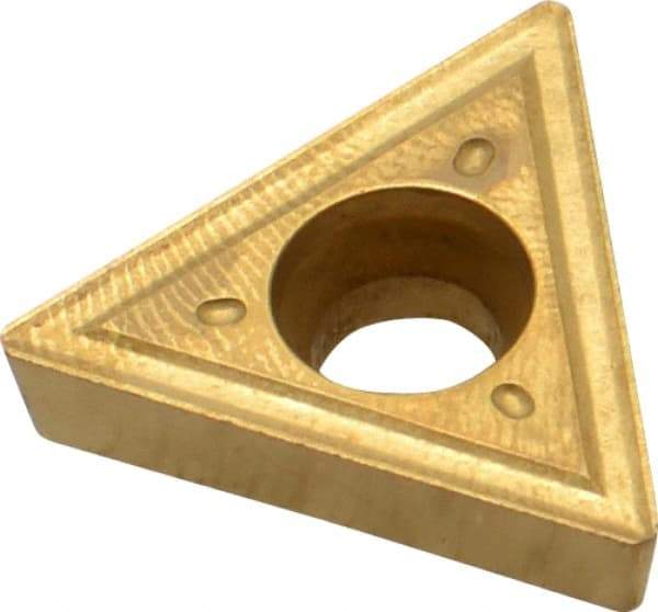 Interstate - TPGT432 Grade TCN55 Carbide Turning Insert - TiN Finish, 60° Triangle, 1/2" Inscr Circle, 3/16" Thick, 1/32" Corner Radius - Caliber Tooling