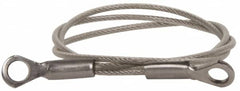 Made in USA - 18" Long, Stainless Steel Cable Eye & Eye End, Quick Release Pin Lanyard - 3/64" Cable Diam, 3/16" Hole Diam, Nylon Cable - Caliber Tooling