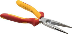 Wiha - 8" OAL, 2-3/4" Jaw Length x 3/4" Jaw Width, Long Nose Side Cutting Insulated Pliers - Extended Reach Pliers - Caliber Tooling