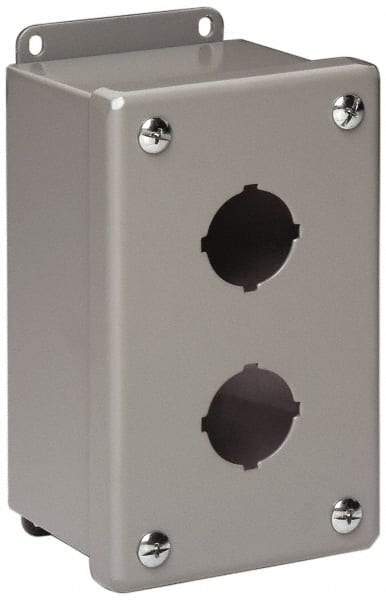 Cooper B-Line - 1 Hole, 1.203 Inch Hole Diameter, Stainless Steel Pushbutton Switch Enclosure - 4 Inch High x 3-1/4 Inch Wide x 3 Inch Deep, 12, 13 NEMA Rated - Caliber Tooling