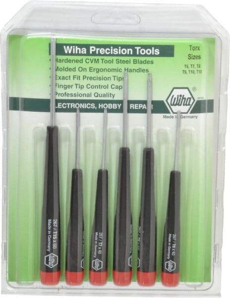 Wiha - 6 Piece T6 to T15 Micro Handle Torx Driver Set - T6, T7, T8, T9, T10, T15 - Caliber Tooling