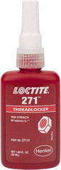 Loctite - 50 mL Bottle, Red, High Strength Liquid Threadlocker - Series 271, 24 hr Full Cure Time, Hand Tool, Heat Removal - Caliber Tooling