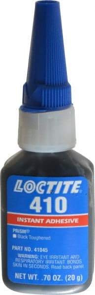 Loctite - 0.70 oz Bottle Black Instant Adhesive - Series 410, 90 sec Fixture Time, 24 hr Full Cure Time, Bonds to Metal, Plastic & Rubber - Caliber Tooling