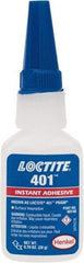 Loctite - 0.70 oz Bottle Clear Instant Adhesive - Series 401, 15 sec Fixture Time, 24 hr Full Cure Time, Bonds to Plastic & Rubber - Caliber Tooling