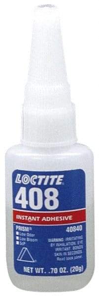 Loctite - 0.70 oz Bottle Tan Instant Adhesive - Series 408, 50 sec Fixture Time, 24 hr Full Cure Time, Bonds to Plastic & Rubber - Caliber Tooling