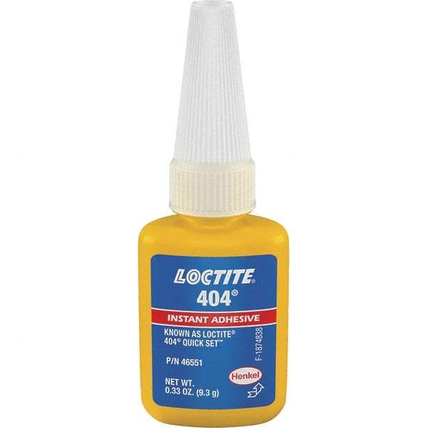 Loctite - 0.33 oz Bottle Clear Instant Adhesive - Series 404, 30 sec Fixture Time, 24 hr Full Cure Time, Bonds to Plastic & Rubber - Caliber Tooling